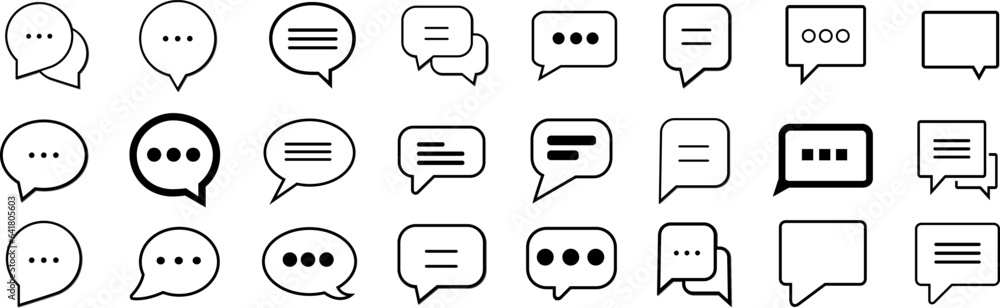 Poster chat bubble set outline vector isolated on white background. speech bubbles thin line icons set.
