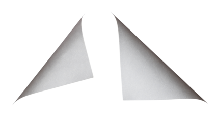 Curled corner of a white paper