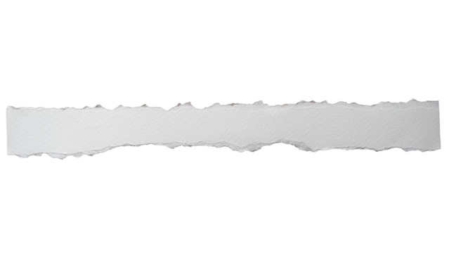 Long piece of torn white hot pressed paper