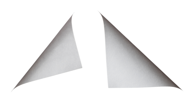 Curled corner of a white paper