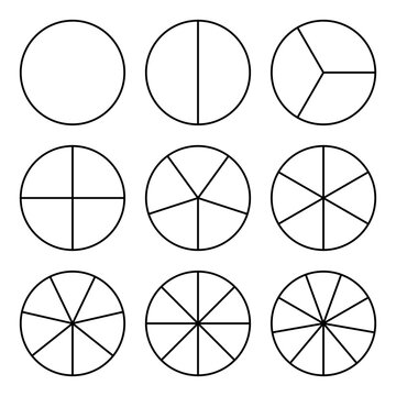 Set of circles devided in sectors isolated on white background