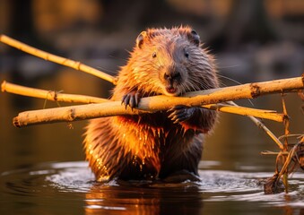 Beavers are the second-largest living rodents - obrazy, fototapety, plakaty