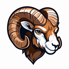 Esport vector logo mouflon on white background side view, mouflon icon, mouflon head, mouflon sticker, ram - obrazy, fototapety, plakaty
