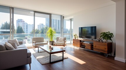 Fototapeta premium contemporary apartment home interior design background concept cosy comfort design earthtone material and color scheme detail finishing element house beautiful ideas background