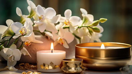 Pampering Yourself with Candles, Flowers, and Spa Magic. Generative AI