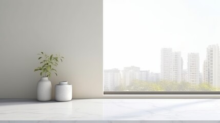 Fototapeta premium white beautiful marble top counter kitchen template mockup backdrop for product display advertising background interior design detail concept