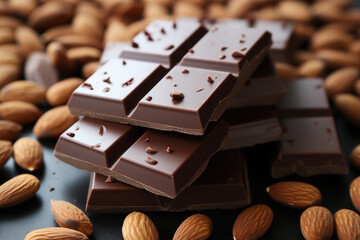 chocolate bars with almond nuts