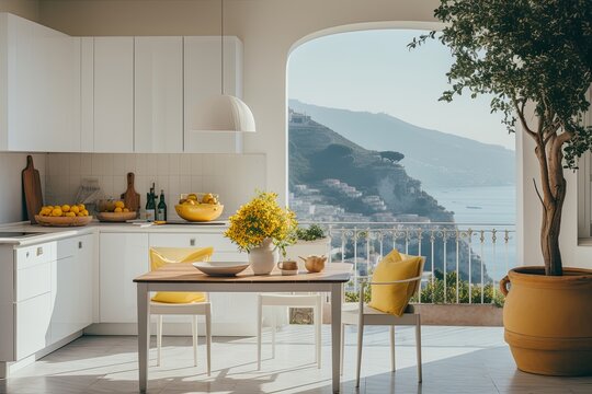 mediterranean style kitchen interior design element and furnishute built in home interior design osy comfort relax and stylish colorful kitchen with ocean and island view outside house design concept