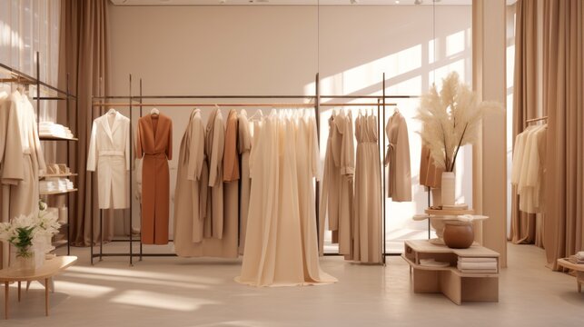 boutique retail store interior design creative space and ideas cloth hanger dress and garment showroom background