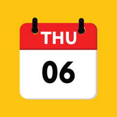 calender icon, 06 thursday with yellow background
