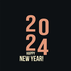 2024 New Year pink numbers black background. Happy new year 2024 celebration template. New Year banners, posters, newsletters. 2024 Lunar New Year