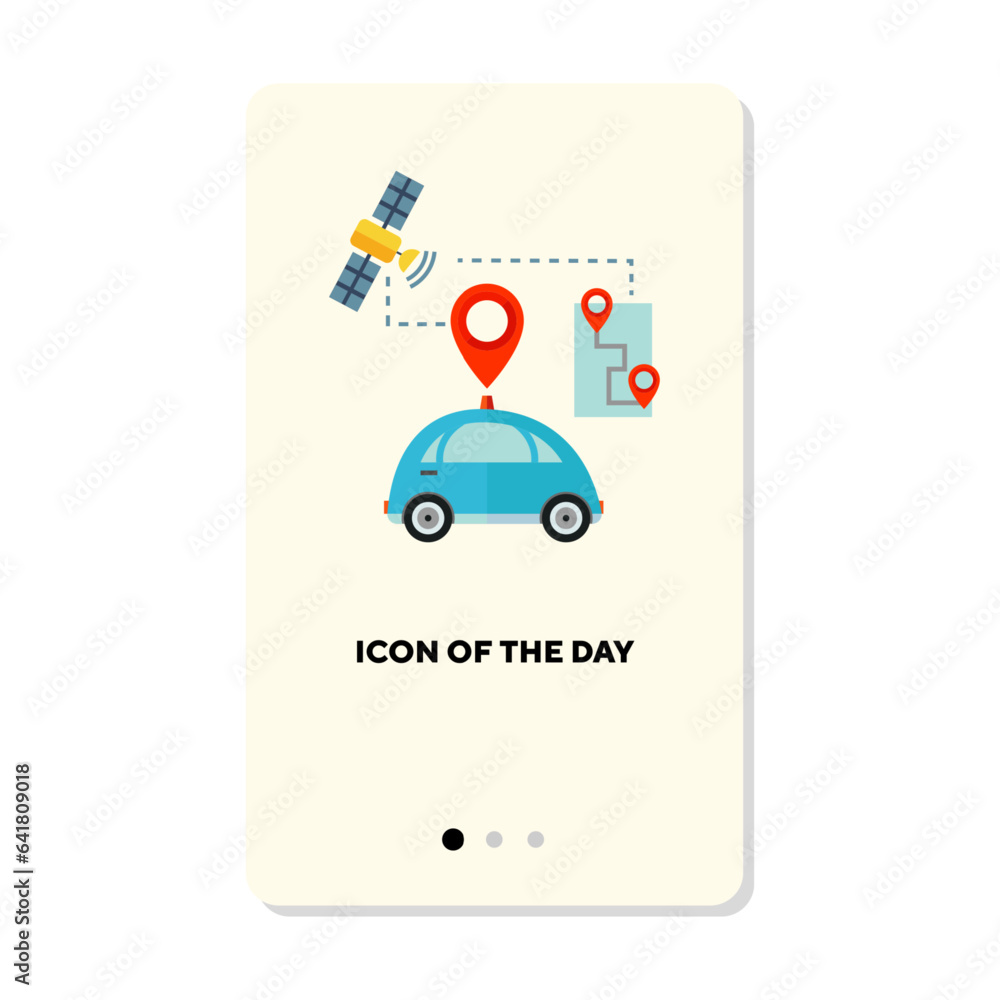 Poster mobile navigation flat vector icon. gps, map, outdoor isolated vector sign. transportation and techn