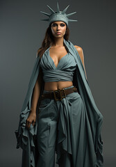 Statue of Liberty Wearing Modern Clothes Generative AI