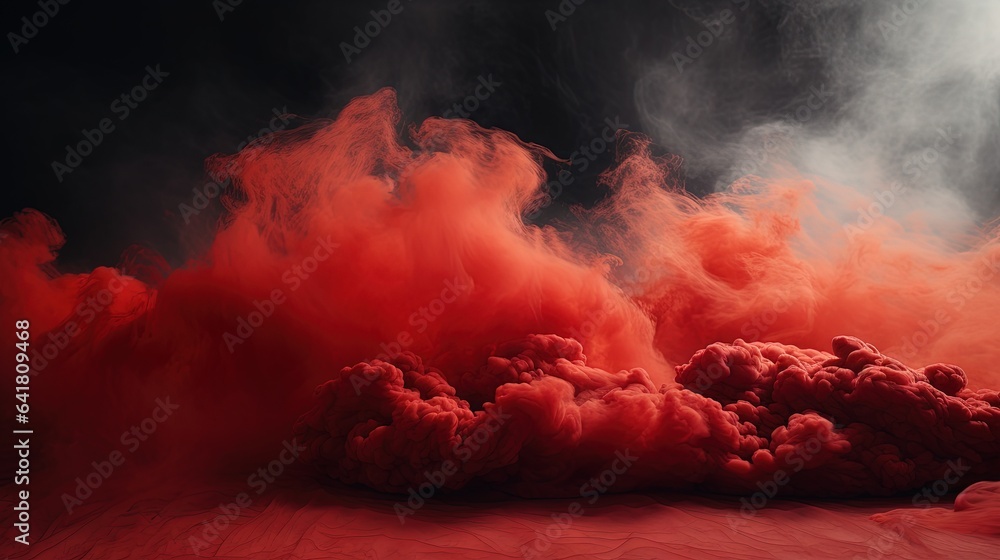 Poster a red substance is in the middle of a black background. generative ai
