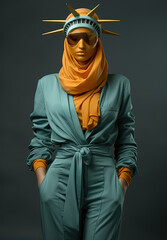 Statue of Liberty Wearing Modern Clothes Generative AI