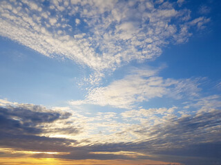Naklejka na ściany i meble Summer sunset sky and cloud, natural background