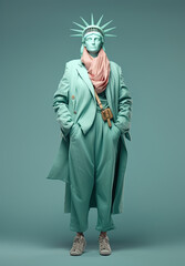 Statue of Liberty Wearing Modern Clothes Generative AI