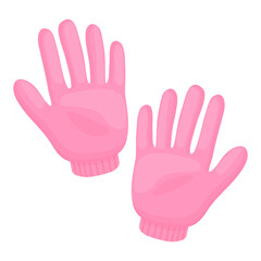 pink autumn gloves cartoon style. Glamour, fashion 90-00s. Vector illustration