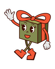 cartoon retro Christmas gift