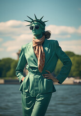 Statue of Liberty Wearing Modern Clothes Generative AI