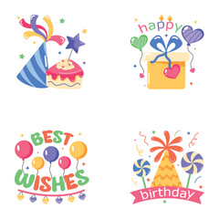 Pack of Birthday Party Flat Stickers 