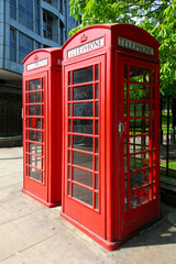 Red phone booths in London