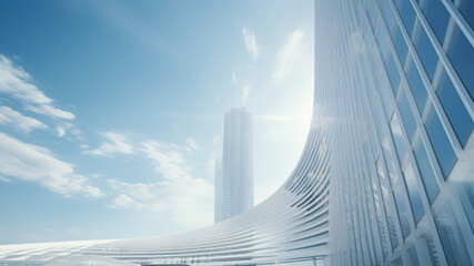 Abstract blue building skyscraper under sky