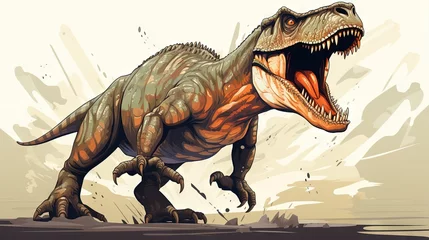 Schilderijen op glas  a t - shirt design of a tyransaurus dinosaur.  generative ai © Oleg