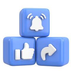 Obraz premium Like share subscribe icon. 3D illustration.