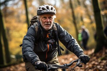 senior couple riding bike