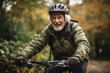 senior couple riding bike