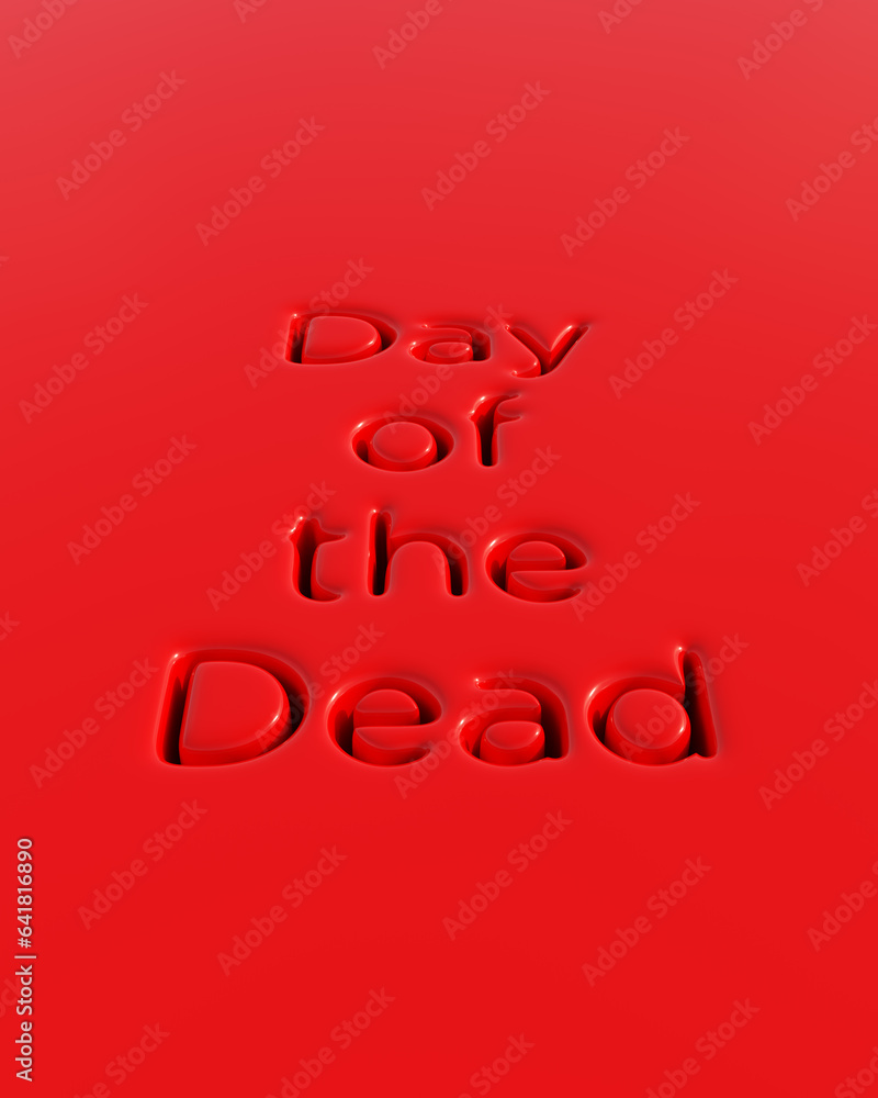 Fototapete red day of the dead typography typescript soft round depressed shiny plastic stylish funky bright vi