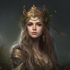Fantasy portrait of a beautiful young human girl in medieval outfit