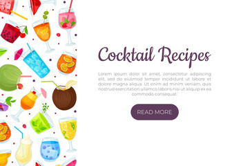 Refreshing Cocktail Drink Recipe Banner Design Vector Template