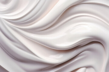 Creamy Textures: Waved Smear of Thick White Cosmetic Cream