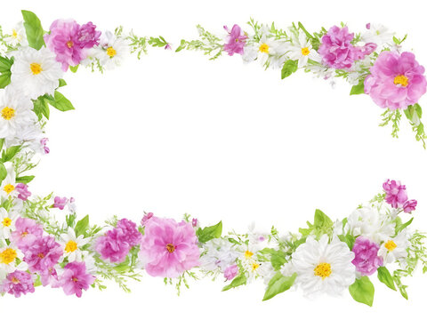 Beautiful flowers on white background. Floral frame design © UN