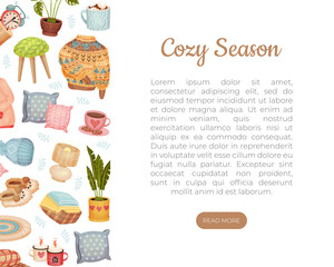 Comfort and Hygge Autumn Banner Design Vector Template
