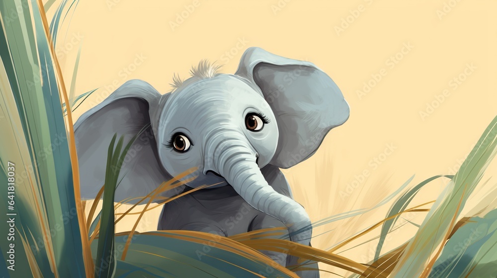 Aufkleber an elephant is standing in a field of tall grass and looking at the camera. generative ai