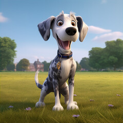 cartoon beagle dog in the park, this design was generated with artificial intelligence