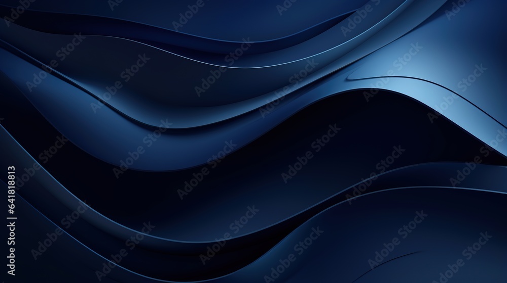 Poster blue abstract waves and flowing lines on a dark background