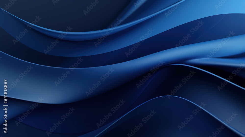 Poster blue abstract waves and flowing lines on a dark background
