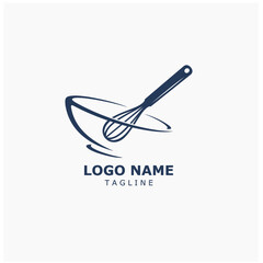 Baking with wire whisk logo on white background 