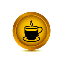 coffee cup icon on glossy button vector illustration