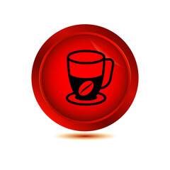 coffee cup icon on glossy button vector illustration