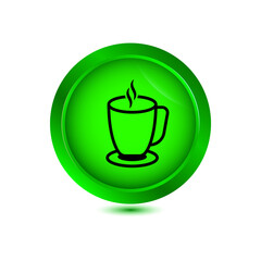 coffee cup icon on glossy button vector illustration