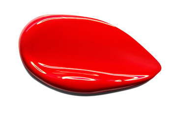 Smear of red glossy paint. The smear is red.