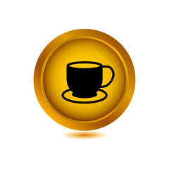 coffee cup icon on glossy button vector illustration
