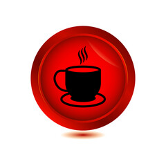 coffee cup icon on glossy button vector illustration