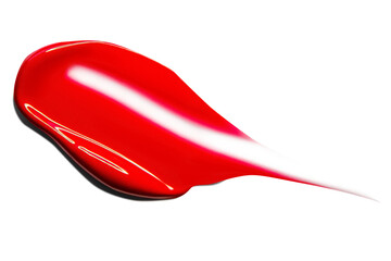 Smear of red glossy paint. A smear of red lipstick.