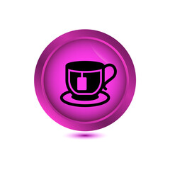 tea cup icon on glossy button vector illustration